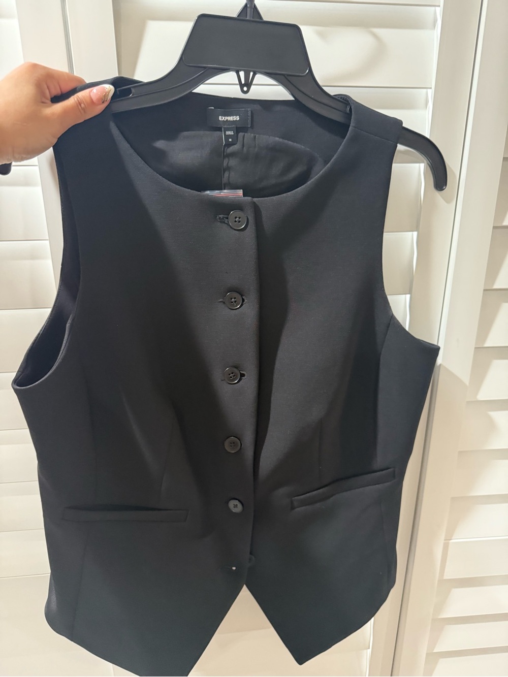 Express Black Sleeveless Button-Front Vest